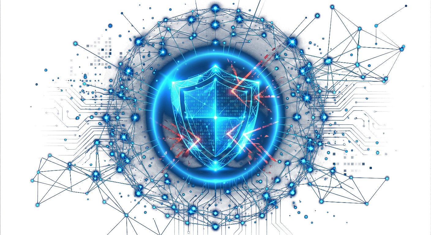 Cybersecurity shield protecting a network
